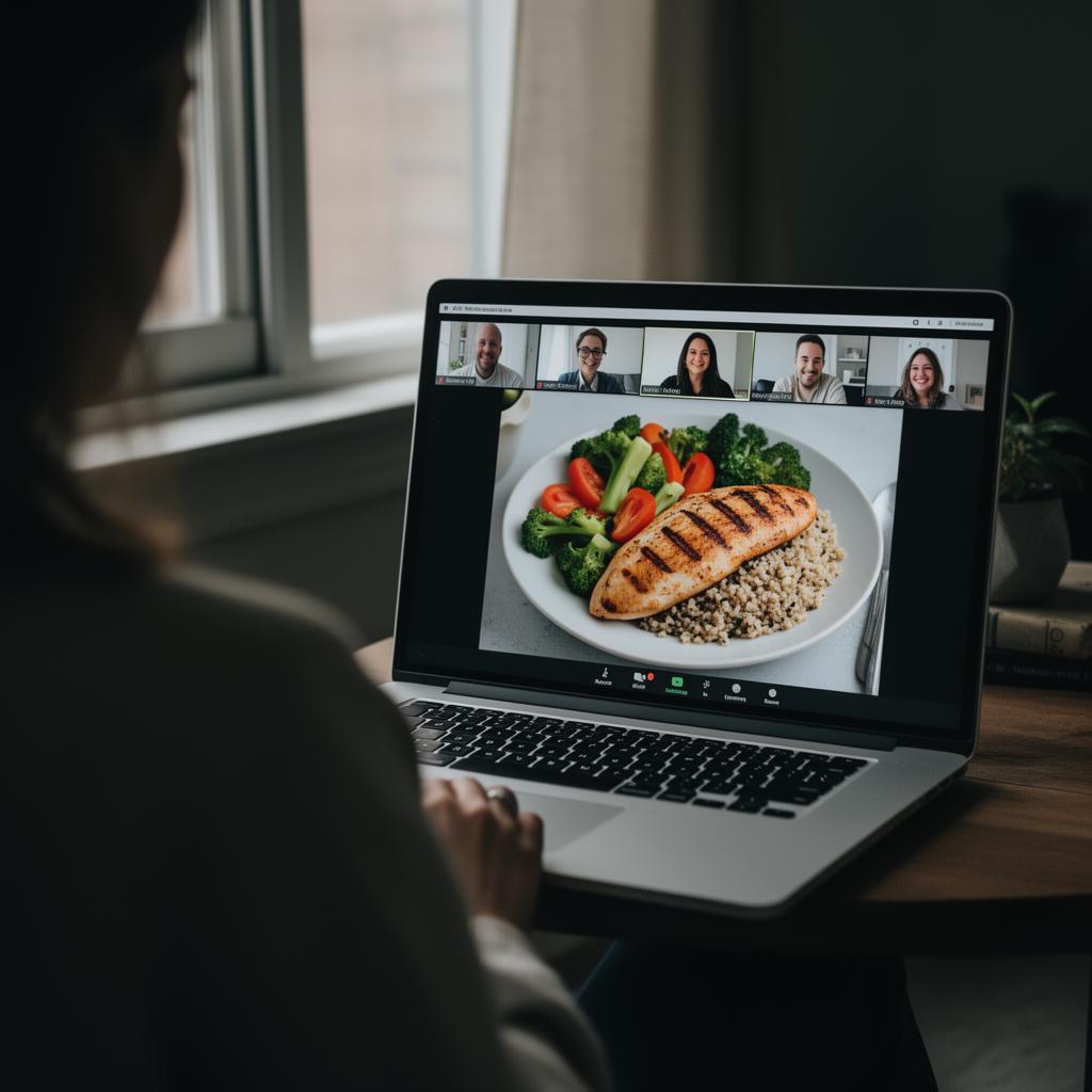 Live virtual nutrition seminar on a laptop